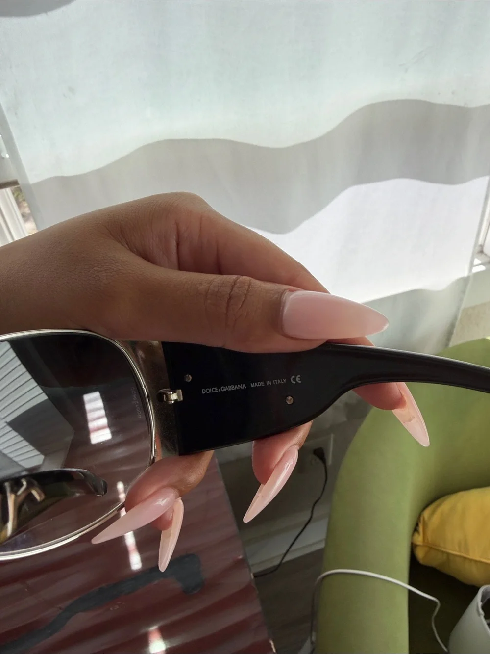 Dolce & Gabbana 2005 Black Shield Sunglasses with Gold Logo